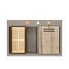 Quadron MARC 120 WORKSTATION GraniteQ zlewozmywak 2-komorowy 760*500*235 mm soft taupe + syfon push to open + dozownik + deska + wkładka / elementy miedziane HQC7650U4PVDC1